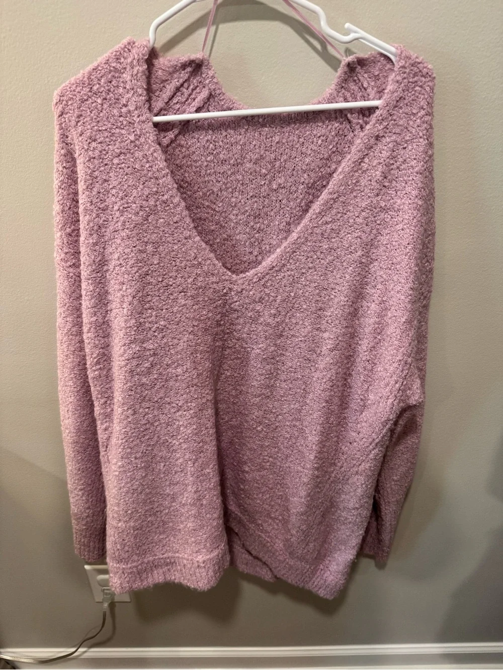 Free People Plush V-Neck Sweater in Dusty Rose